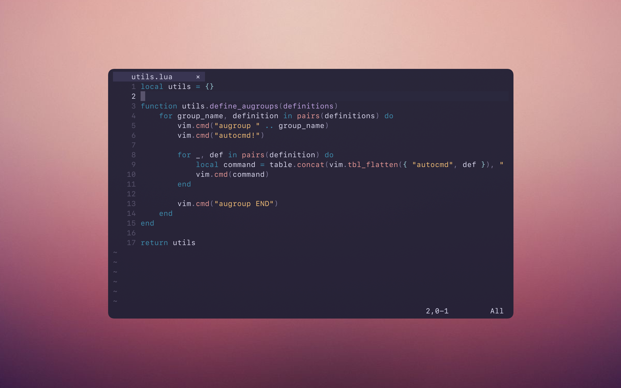 Rosé Pine Moon with Neovim