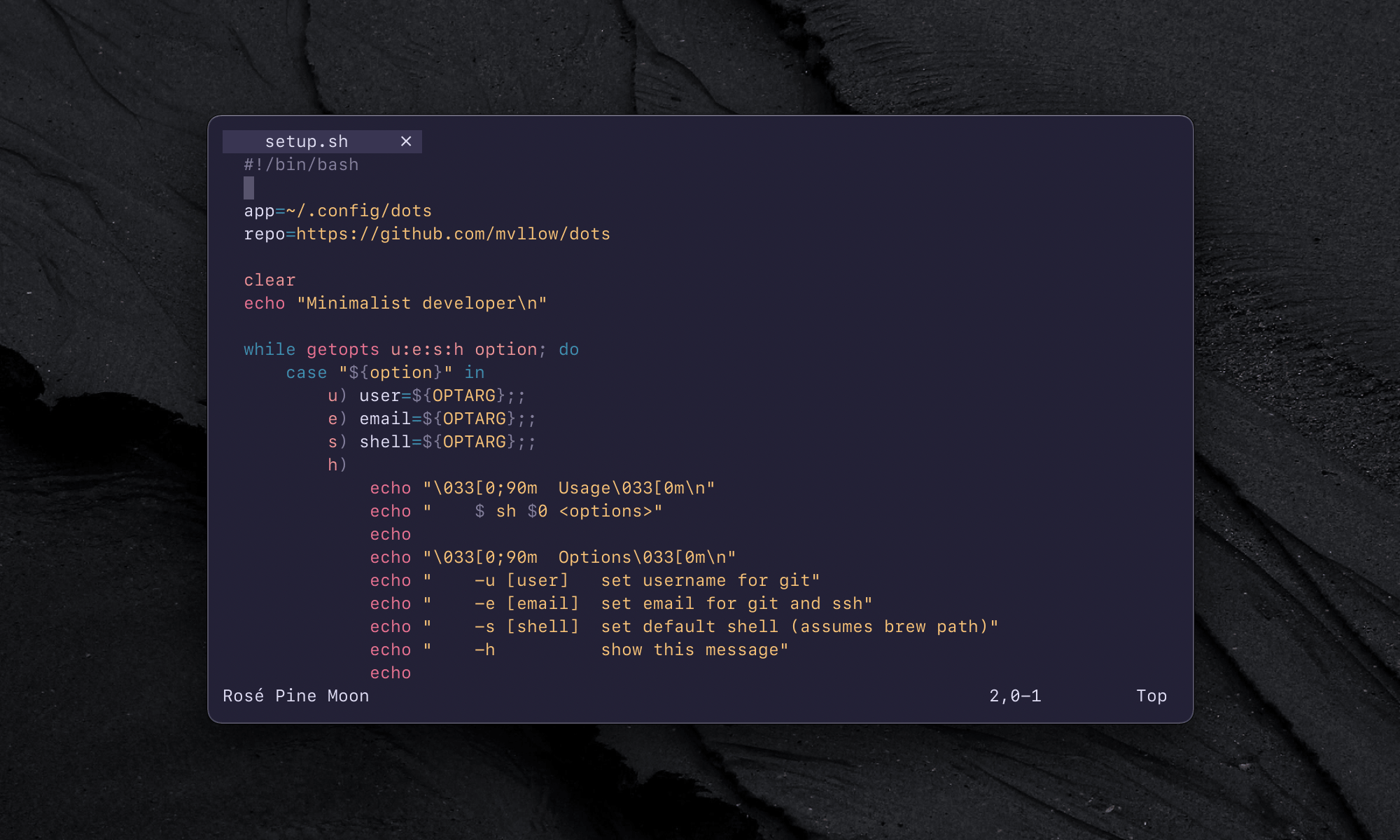 Rosé Pine Moon with Neovim