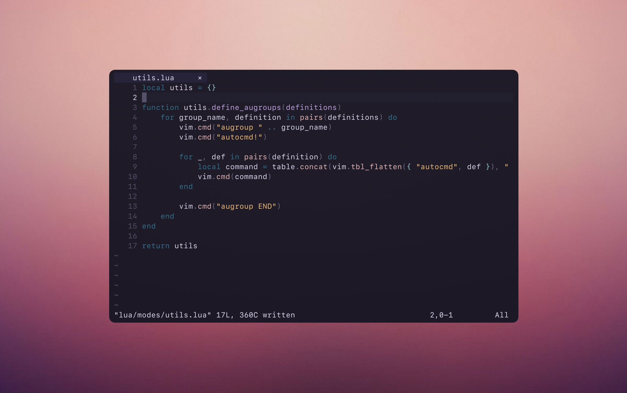 Rosé Pine with Neovim